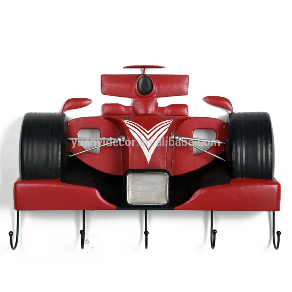 Metal Race Car Design Mount Decorative Hooks