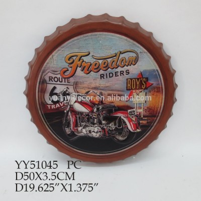 Motorcycle Design Beer Cap Metal Wall Decor, Embossed Metal Wall Arts