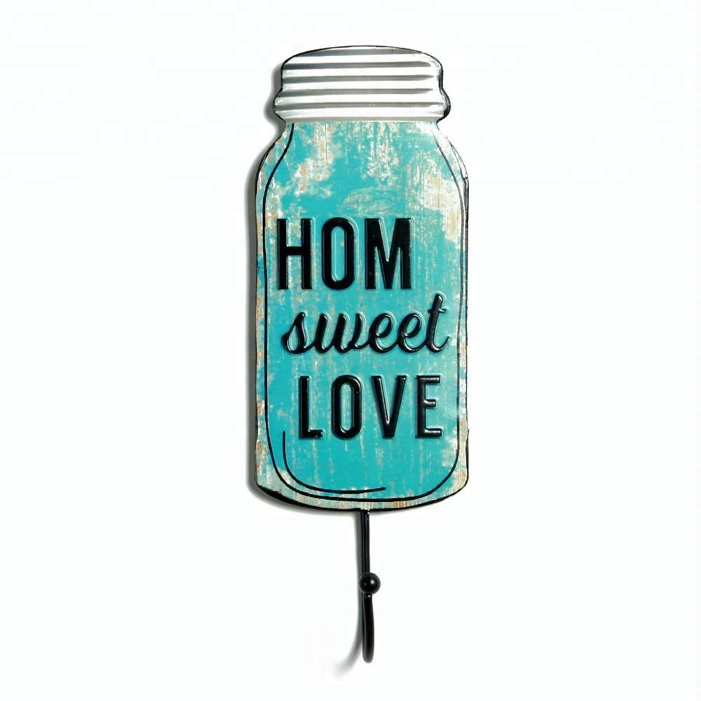 Metal home sweet love rustic firm towel wall hook