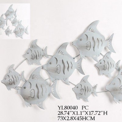 Custome 3d metal wall crafts decor - fish school wall decor